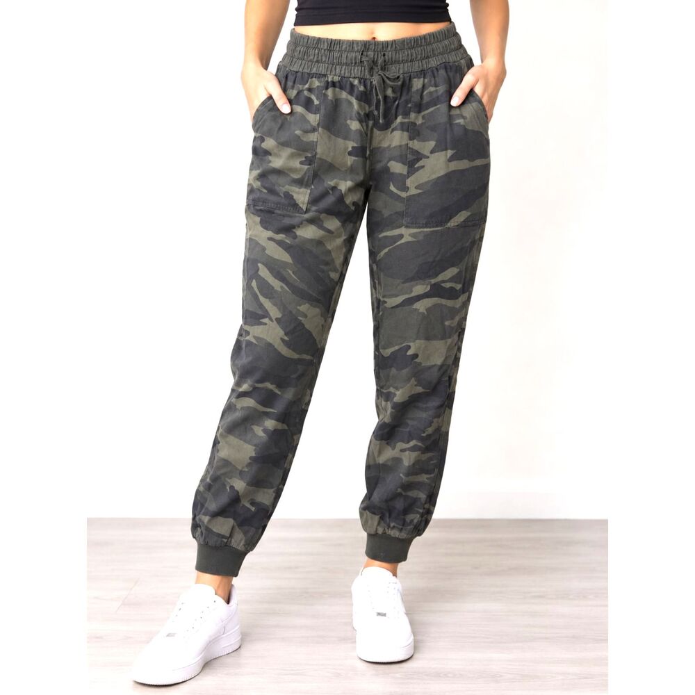 Splendid Women’s Camo Jogger Pants Size S/CH–Olive Green Drawstring Casual Pants